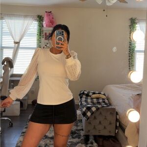 SHEIN White Blouse with Sheer Sleeves